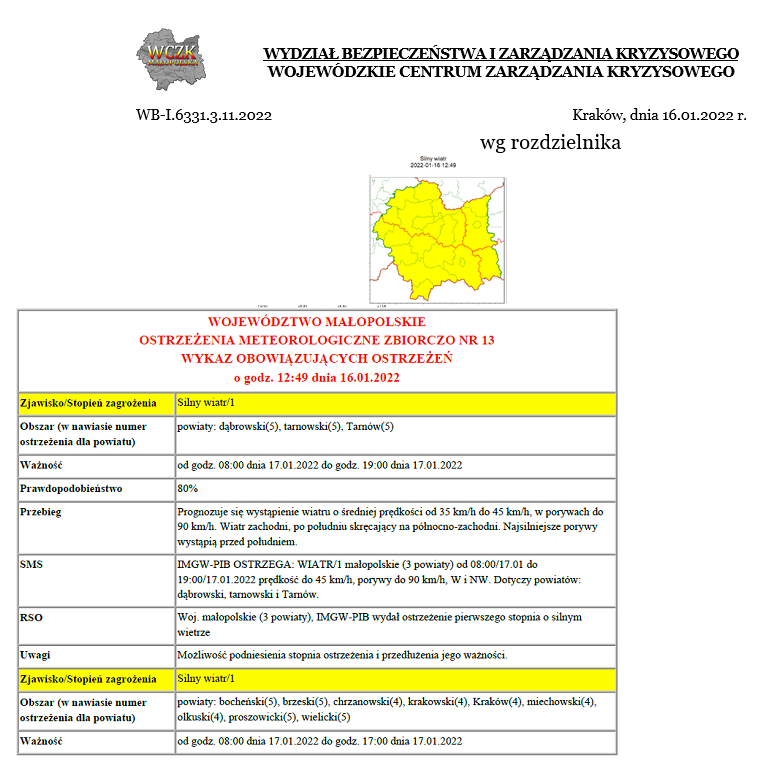 OSTRZEŻENIE METEOROLOGICZNE